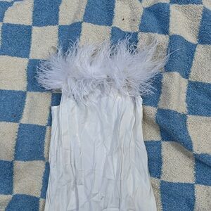 Sleeper white Feathered maxi dress